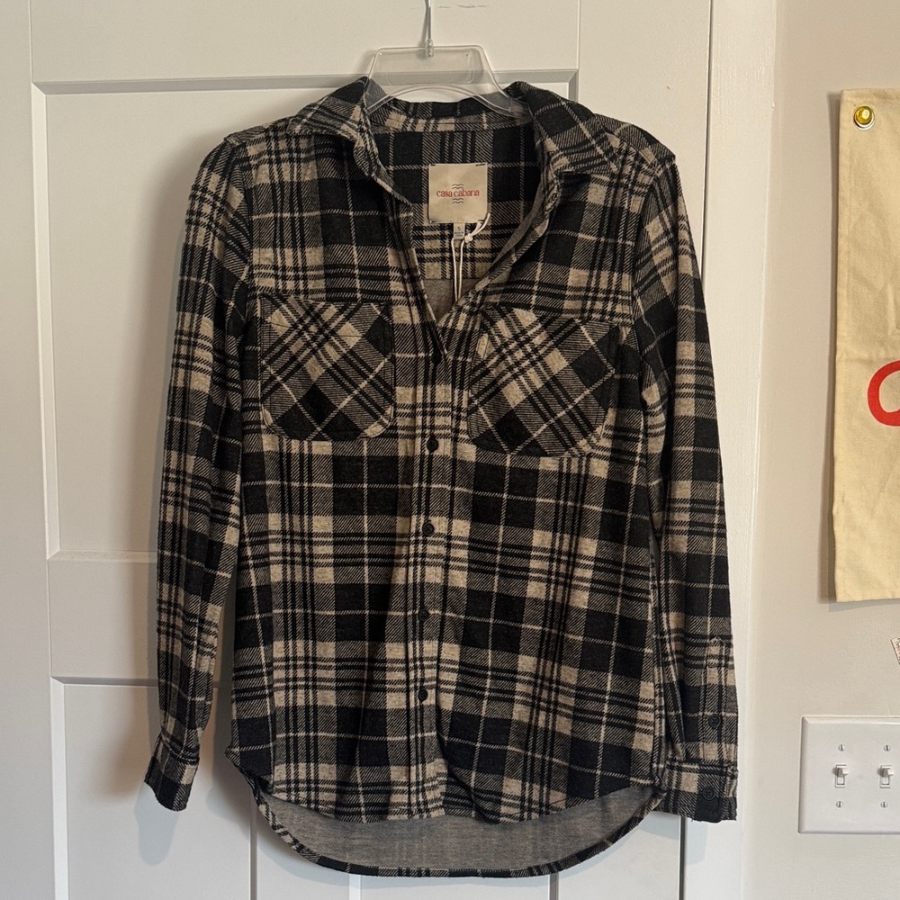 Checkered Button Down Shirt - Black and Cream